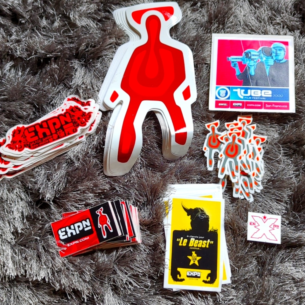 Lot of +100 EXPN extreme sports stickers from early 2000s